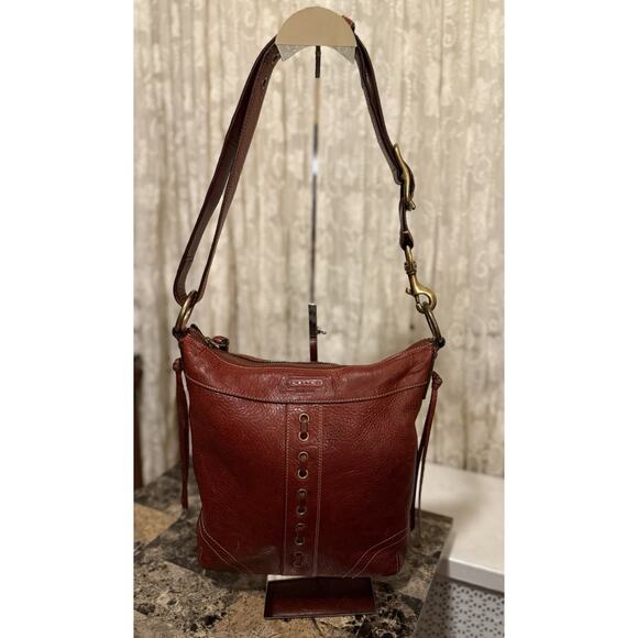 YK2 2006 COACH Brick Red LACED LEATHER SHOULDER CROSSBODY PURSE BAG TOTE! - Picture 1 of 16